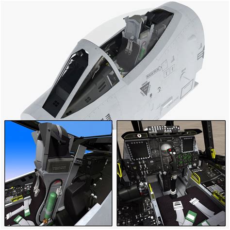 A-10 Warthog cockpit controls and manual reversion system cables
