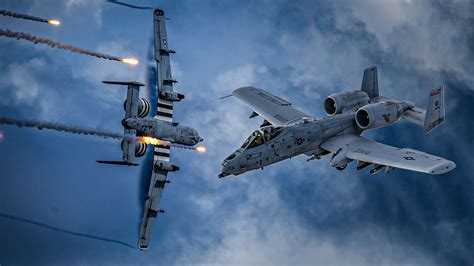 A-10 Warthog flying low in combat zone