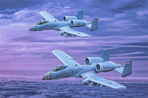 A-10 Warthog twin TF34 engines mounted above rear fuselage
