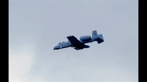 A-10C Thunderbolt II strafing run with GAU-8 Avenger cannon during close air support training sortie