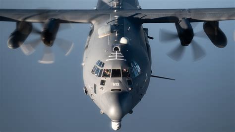 AC-130 Gunship at night demonstrating its formidable onboard weaponry