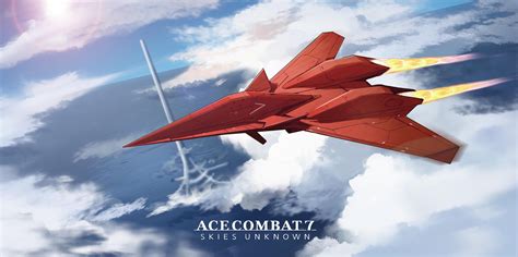 Ace Combat 7 jet fighter launching missiles amidst dramatic cloud formations and explosions
