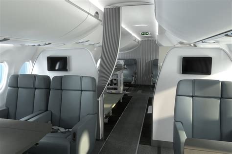 ACJ TwoTwenty interior mock-up showing luxurious cabin configuration