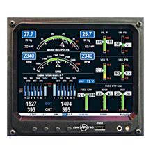 advanced aircraft engine monitor displaying EGT, CHT, and fuel flow data