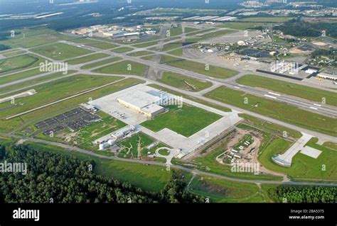 Aerial photograph showcasing the expansive Gulfstream Aerospace campus in Savannah, Georgia