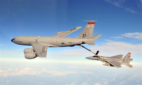 Aerial refueling of an F-15 by a KC-135 Stratotanker