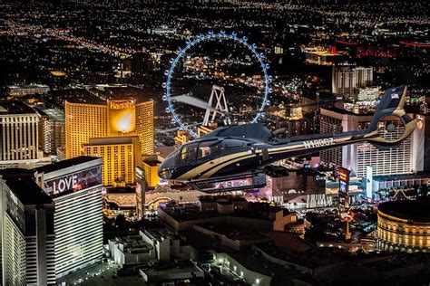 aerial view of 702 Helicopters base at North Las Vegas Airport with helicopters ready for takeoff