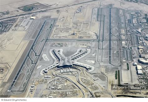 aerial view of Abu Dhabi International Airport with reduced aircraft traffic