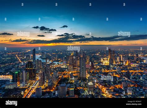 aerial view of bangkok skyline with temples and skyscrapers