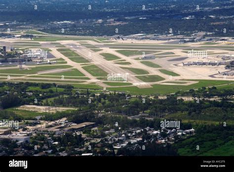 aerial view of Fort Lauderdale-Hollywood International Airport runways and terminals