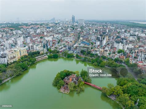 Aerial view of Hoàn Kiếm Lake area after recent renovations
