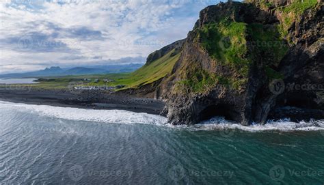 Aerial view of Icelandic coastline during Icelandair stopover