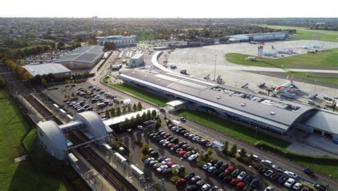 aerial view of London Southend Airport runway and terminal complex