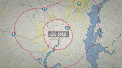 aerial view of restricted airspace sectors over Washington D.C.