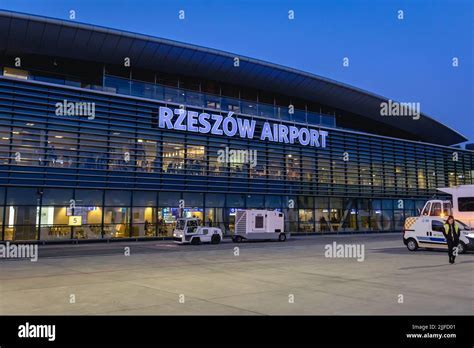 aerial view of Rzeszów–Jasionka Airport and surrounding landscape