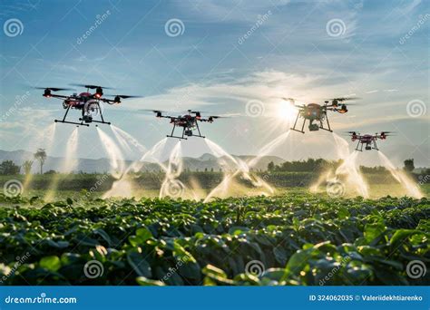 Agricultural drone spraying crops with precision nozzles