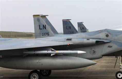 AIM-120 AMRAAM missile mounted on an F-15 wing