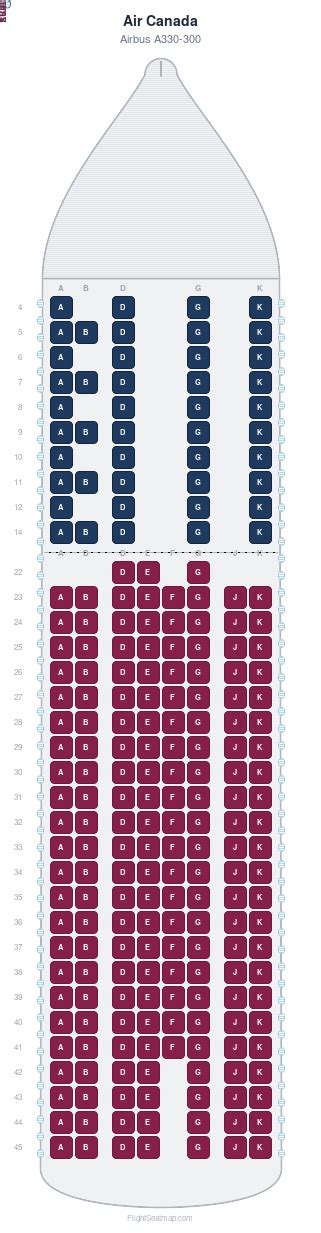 air canada a330-300 cabin interior showing business class on transatlantic flight
