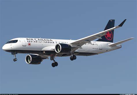 Air Canada Airbus A220-300 operating a transborder flight from Montréal to the United States