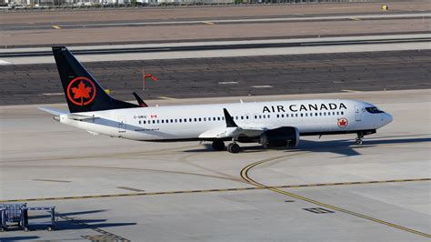 air canada boeing 737 max 8 at edinburgh airport during first arrival