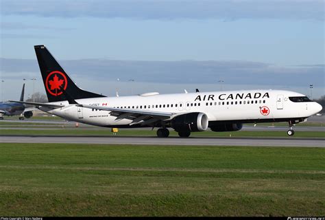 Air Canada Boeing 737 MAX 8 landing at London Heathrow Airport runway