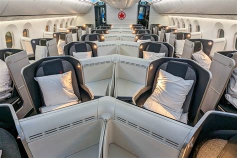 air canada boeing 787 dreamliner interior showing lie-flat business class cabin