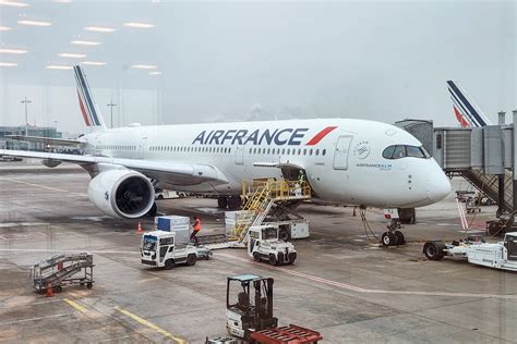 Air France Airbus A350-900 taking off Paris Charles de Gaulle runway