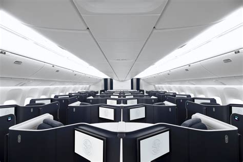 Air France Business Class cabin inside Boeing 787-9 Dreamliner