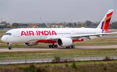 Air India Airbus A350-900 at Delhi airport preparing for ultra-long North American service