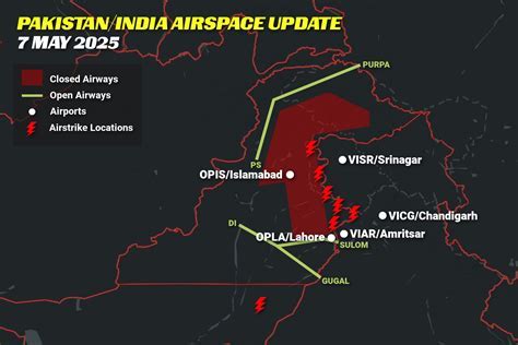 Air India flight operations map highlighting closure of Pakistan airspace