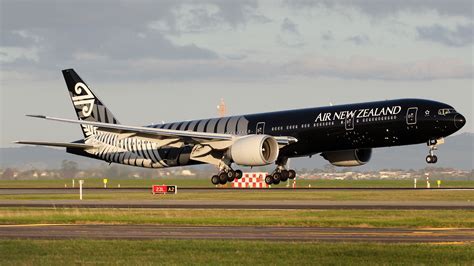 Air New Zealand Boeing 777-300ER on the runway shoulder after veering off during landing