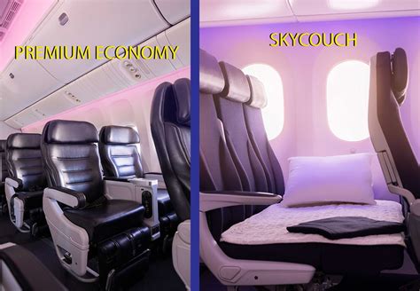 Air New Zealand Skycouch economy couch seats with leg rests extended