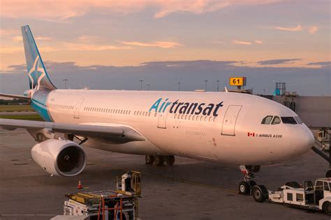 Air Transat Airbus at Valencia Airport during summer season