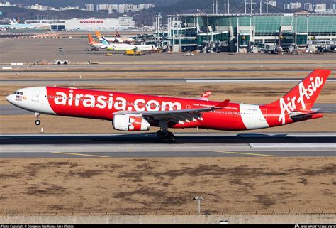 AirAsia X Airbus A330-343 parked at Incheon International Airport during pandemic
