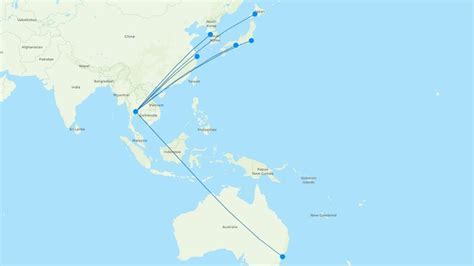 AirAsia X route map highlighting key Asian and Australian destinations