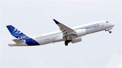 Airbus A220-300 in flight over airport, highlighting current A220 fleet