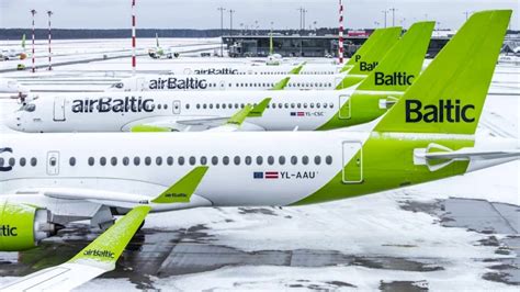 Airbus A220 aircraft operated by airBaltic connecting European secondary cities