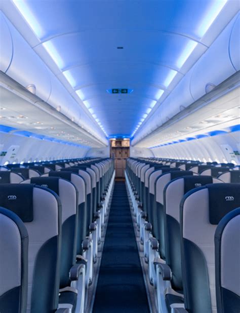 Airbus A320neo cabin interior with modern lighting