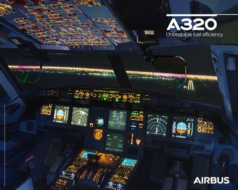 airbus a320neo cockpit with digital avionics at cruising altitude