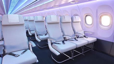 Airbus A321XLR Airspace interior with LED mood lighting and redesigned sidewalls