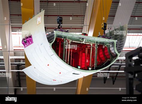 Airbus A321XLR fuselage structure with integrated rear centre tank during assembly