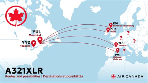 Airbus A321XLR long range route map concept showing transatlantic thin routes