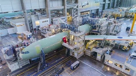 Airbus A330neo aluminium fuselage assembly inside Airbus final assembly line