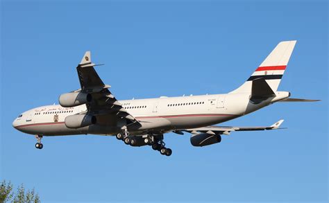 Airbus A340-200 operated by government fleet parked on apron with national flag markings
