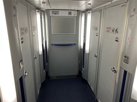 Airbus A340 lower deck lavatory staircase interior unique cabin feature