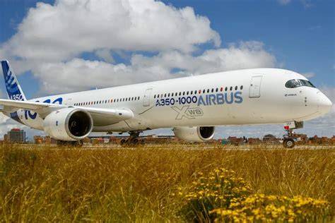 Airbus A350-1000 exterior on long-haul runway departure