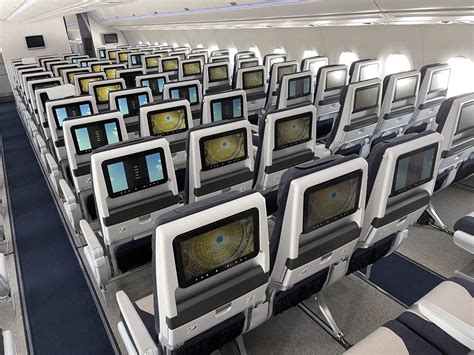 Airbus A350-900 long haul cabin interior configured for transpacific routes
