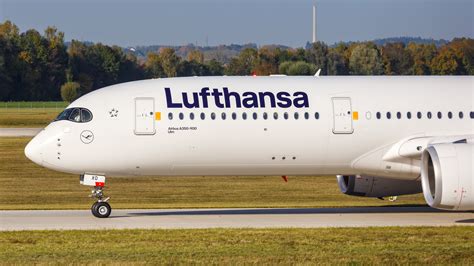 Airbus A350-900 Lufthansa in modern livery taxiing at Frankfurt Airport