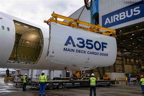 Airbus A350F oversized main-deck cargo door loading aircraft engine