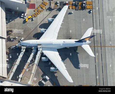 Airbus A380 dual-level boarding bridges at airport gate